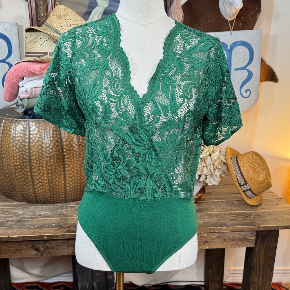 NWT Avidlove Green Lace Bodysuit